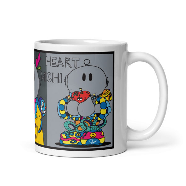 White porcelain mug - Robot Heart Michi