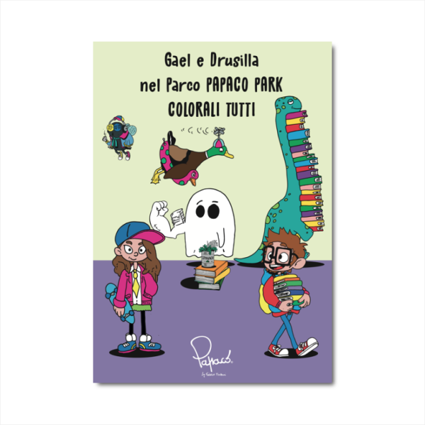 Libro da colorare - Gael e Drusilla nel parco PAPACO PARK. Colorarli tutti