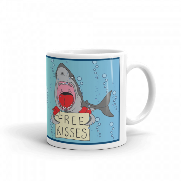 White porcelain mug - Shark "Bobo" Free Kisses