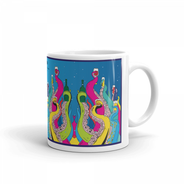 White porcelain mug - Octopus Party