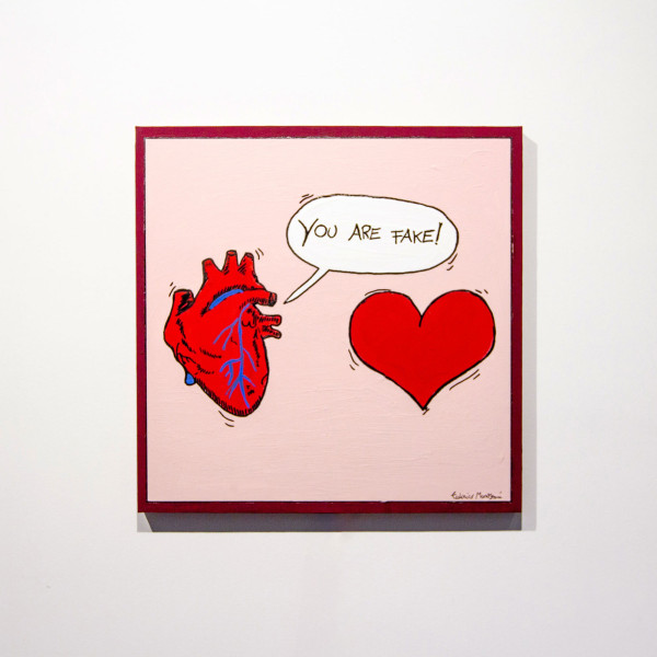 "Reddy" Heart in "You are Fake" - Hand painted picture